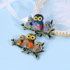 P-0344  Owl Pin Brooch Colorful Enamel Rhinestone Animal Brooch
