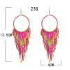 E-5723 Bohemian Long Rice Beads Tassel Earrings for Woman