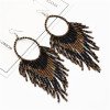 E-5723 Bohemian Long Rice Beads Tassel Earrings for Woman