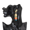 E-5726 Styles Crystal Leaf Tassel Dangle Earrings
