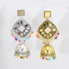E-5725 Bohemian Style Gold and Silver Colorful Pearl Tassel Mirror Bell Earrings Women Accessories
