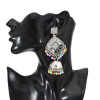 E-5725 Bohemian Style Gold and Silver Colorful Pearl Tassel Mirror Bell Earrings Women Accessories