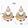 E-5727 Boho Style with Mirror Rhinestone Colorful Acrylic Beads Tassel Drop Dangle Earrings for Women