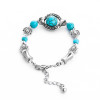 B-1023 Bright Silver Vintage Turquoise Pendant Adjustable Bracelet Women Gift Jewelry Accessories