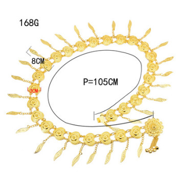 N-7352 Indian Golden Love Tassel Dance Waist Chain for Woman Body Chain