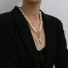 N-7353 Elegant Pearl Beads Chain Rhinestone Butterfly Pendant Necklaces for Women Bridal Summer Jewelry