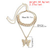N-7356 Fashion Rhinestone Multi-Layer Butterfly Pendant Thick Necklace
