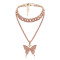 N-7356 Fashion Rhinestone Multi-Layer Butterfly Pendant Thick Necklace