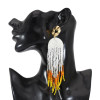 E-5742 Bohemian Alloy Resin Beads Long Tassel Drop Earrings for Women Statement Party Jewelry