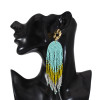 E-5742 Bohemian Alloy Resin Beads Long Tassel Drop Earrings for Women Statement Party Jewelry