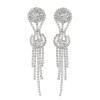 E-5741 Fashion with Bright Full Rhinestone Tassel Flower-Shaped Drop Dangle Earrings for Women Gift