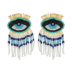 E-5740 2 styles of fashion glazed beaded colorful tassel earrings eyes rice bead earrings