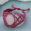 B-1027 Bohemian Cotton Rope Woven Mesh Inlaid Resin Wide Bracelet