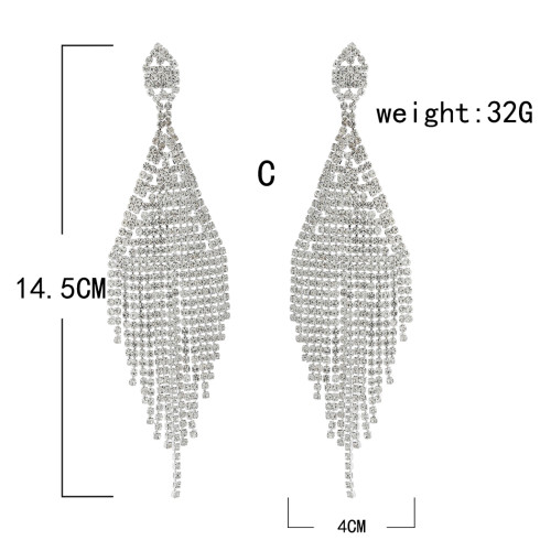 E-5749 Fashion Crystal Tassel Water Drop Earrings Jewelry
