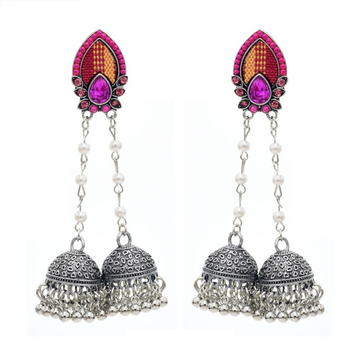 E-5750 Indian Jhumki Jhumka Earrings with Beads Tassel Dangle Earrings for Woman Charm Jewelry