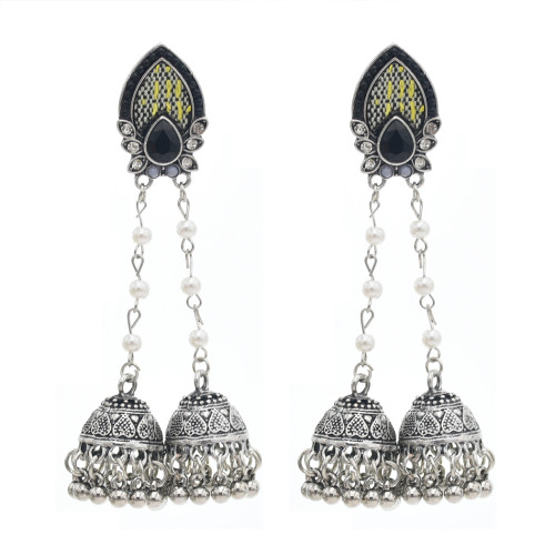E-5750 Indian Jhumki Jhumka Earrings with Beads Tassel Dangle Earrings for Woman Charm Jewelry