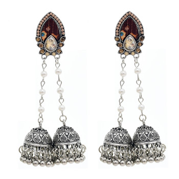 E-5750 Indian Jhumki Jhumka Earrings with Beads Tassel Dangle Earrings for Woman Charm Jewelry