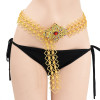 N-7362 Women Crystal Gold Metal Hollow Out Flower Belly Dance Waist Chains Indian Party Jewelry