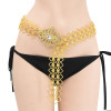 N-7362 Women Crystal Gold Metal Hollow Out Flower Belly Dance Waist Chains Indian Party Jewelry