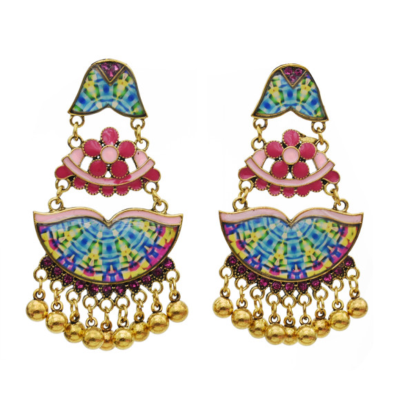 E-5760 Vintage Fashion colorful flower bead earrings Jewelry