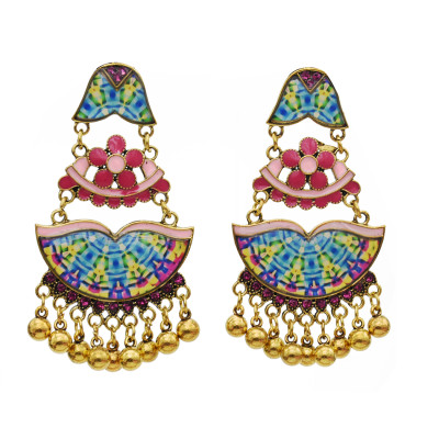 E-5760 Vintage Fashion colorful flower bead earrings Jewelry