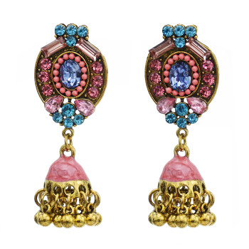 E-5761 Fashion Indian Alloy Rhinestones Bells Tassel Earrings