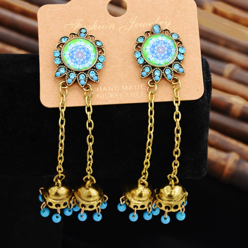 E-5763 Indian Belly Beads Tassel Drop Dangle Earrings for Woman