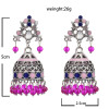 E-5764 Bohemian style colorful crystal tassel retro silver bell flower earrings women gift jewelry