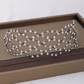 F-0762 European and American simple rhinestone mesh hair band hand-woven hair band hair accessories