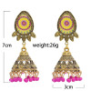 E-5765 Vintage Gold Metal Acrylic Beads Tassel Indian Jhumka Earrings for Women Festival Party Jewelry