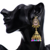 E-5765 Vintage Gold Metal Acrylic Beads Tassel Indian Jhumka Earrings for Women Festival Party Jewelry
