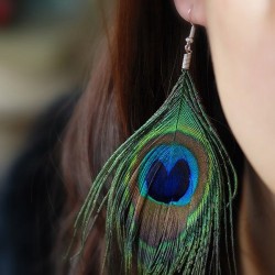 E-5773 Bohemian Retro Ethnic Wind Peacock Feather Long Earrings Fashion Tassel Female Gift jewelry