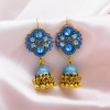 E-5774 6 Color Jhumki Gold with Crystal Enamel Beads Bell Tassel Jhumka Earrings for Women