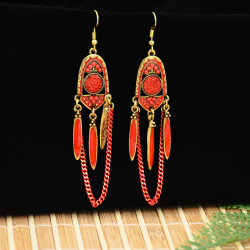 E-5776 Vintage Rhinestone Drop Dangle link Tassel Long Earring for Woman