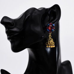 E-5777 Fashion Colorful Beads Bells Tassel Indian Jhumka Earrings For Women