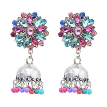 E-5779 Crystal Enamel Beads Bell Tassel Earrings for Women