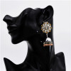 E-5779 Crystal Enamel Beads Bell Tassel Earrings for Women