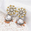 E-5779 Crystal Enamel Beads Bell Tassel Earrings for Women