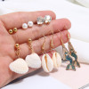 E-5790 Beach Earrings Set for Women Sea Shell Conch Hawaii Earring Summer Ear Stud and Dangle Hoop Earring Set