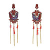 E-5791 Indian Jhumka Earrings for Women Carved Flower Crystal Long Bells Tassel Drop Earring Gypsy Jewelry