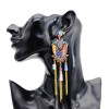 E-5791 Indian Jhumka Earrings for Women Carved Flower Crystal Long Bells Tassel Drop Earring Gypsy Jewelry