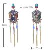 E-5791 Indian Jhumka Earrings for Women Carved Flower Crystal Long Bells Tassel Drop Earring Gypsy Jewelry