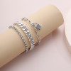 B-1028 Multi-layer gold and silver bracelet crystal bracelet lock pendant bracelet female jewelry
