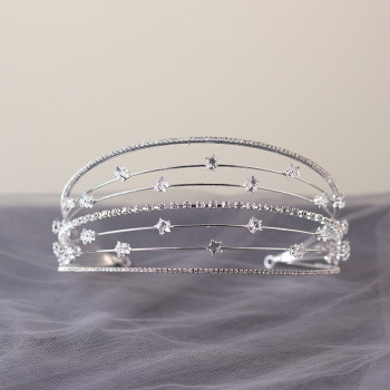 F-0764 Fashion silver crystal alloy star Multi-layer hair band hair accessories bridal jewelry