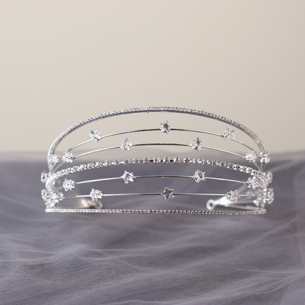 F-0764 Fashion silver crystal alloy star Multi-layer hair band hair accessories bridal jewelry