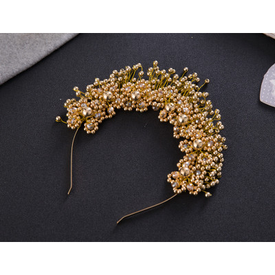 F-0766 Fashion gold silver crystal alloy bead crown hair band hair accessories bridal jewelry