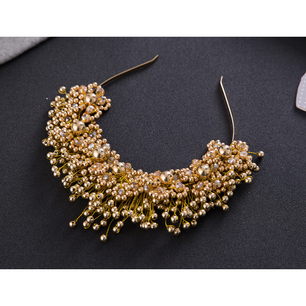F-0766 Fashion gold silver crystal alloy bead crown hair band hair accessories bridal jewelry