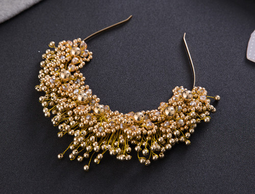 F-0766 Fashion gold silver crystal alloy bead crown hair band hair accessories bridal jewelry