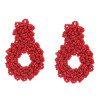 E-5793 Beaded Drop-Shaped Large Round Earrings for Woman