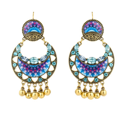 E-5794 Indian Beaded Rhinestone  Drop Dangle Earrings for Women